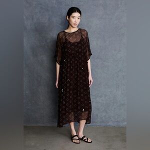 Chan Luu Olivia Silk Chiffon Dress with shimmery sequin clusters. Chocolate.